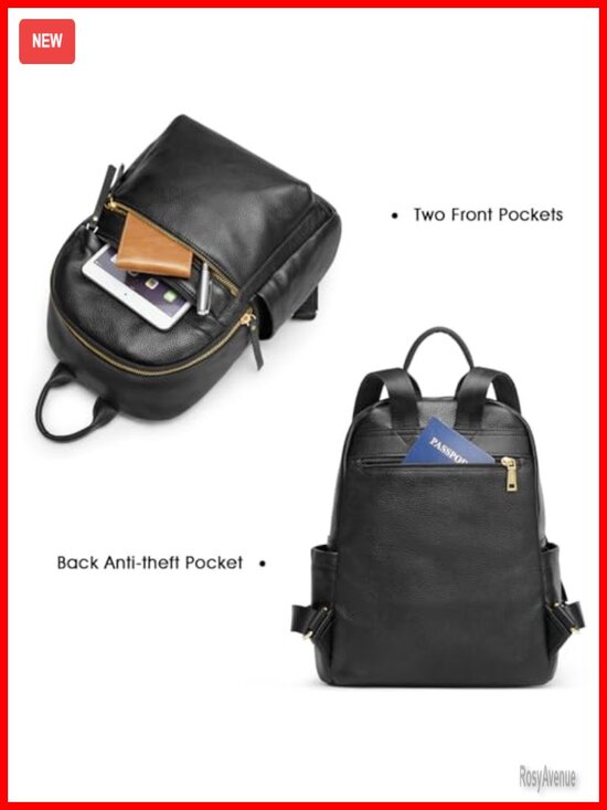 Genuine Leather Backpack Purse Women Medium Soft Daypack Adjustable Straps Work main image 5